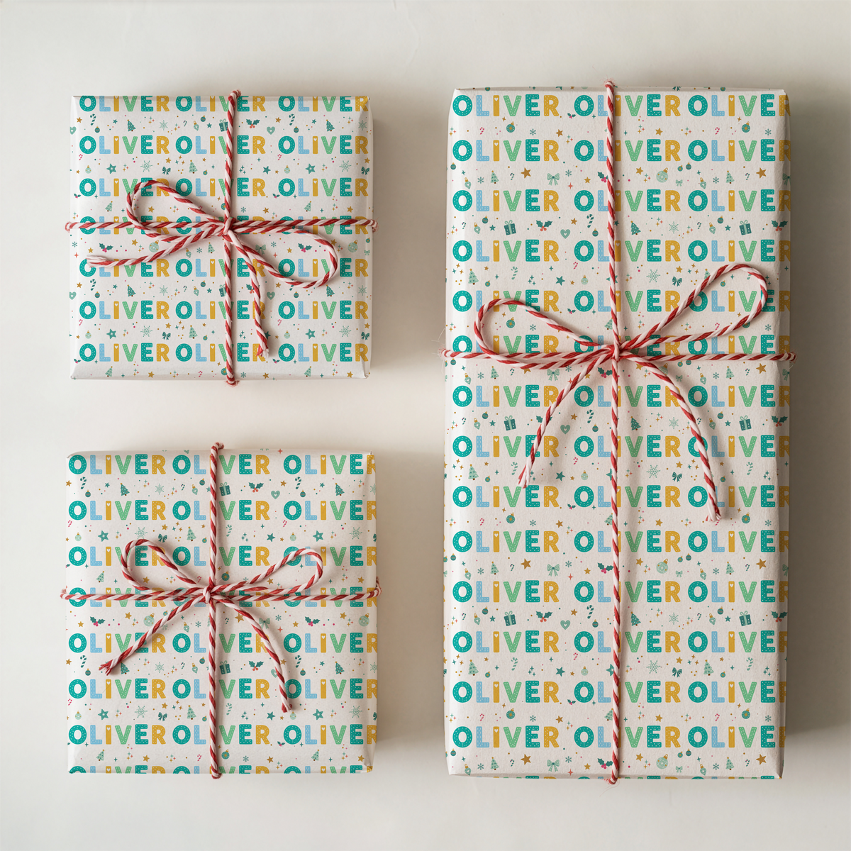 Green Colourful Personalised Christmas Wrapping Paper