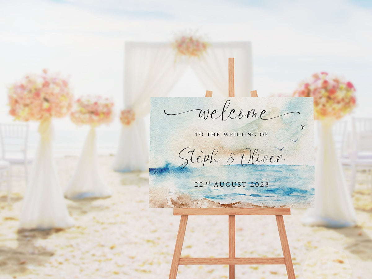 Wedding Welcome Sign, Table Plan, A1, A2, Seascape Design, Beach Wedding, Destination Wedding, Wedding Decor, Aisle Decor.