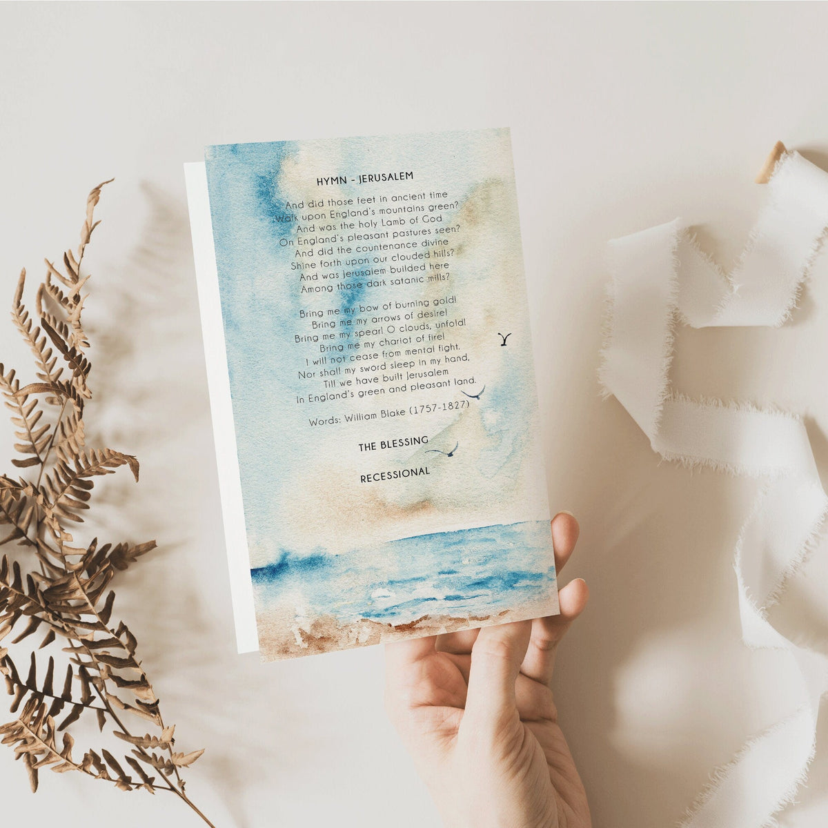 Wedding Order Of Service, 4 Page, Seascape Design, A5, Wedding Schedule, Wedding Programs, Wedding Booklet, Beach Wedding, Destination.