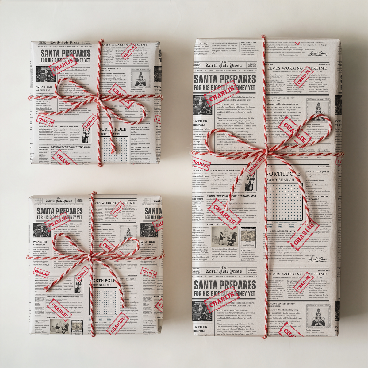 Personalised North Pole Newspaper Christmas Wrapping Paper