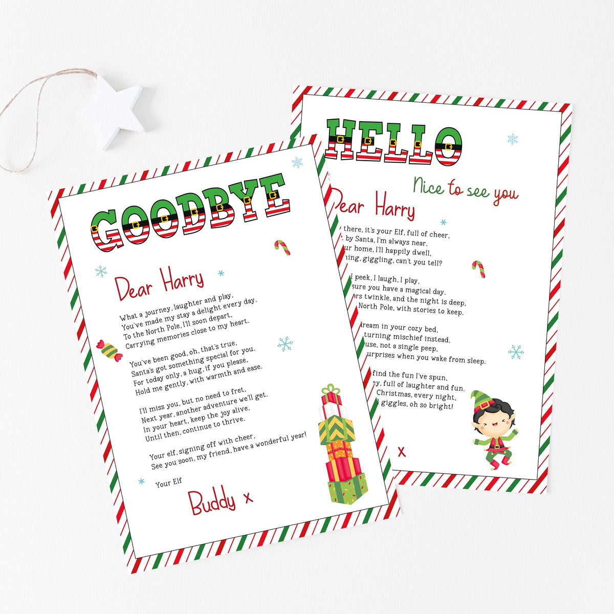 Personalised Elf Letter, Elf Arrival / Departure Letter & Envelope Set, Elf Announcement Set, Stocking Filler, North Pole Letter,
