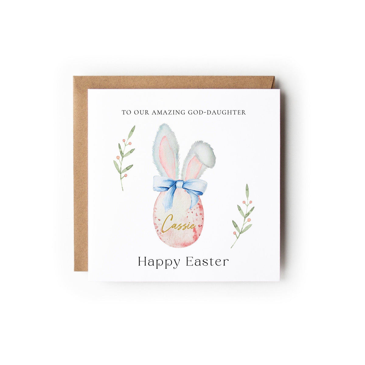 Personalised Easter Card, Niece Easter Card, Goddaughter, Granddaughter, Daughter, Bunny Ears, Easter Egg, Happy Easter.
