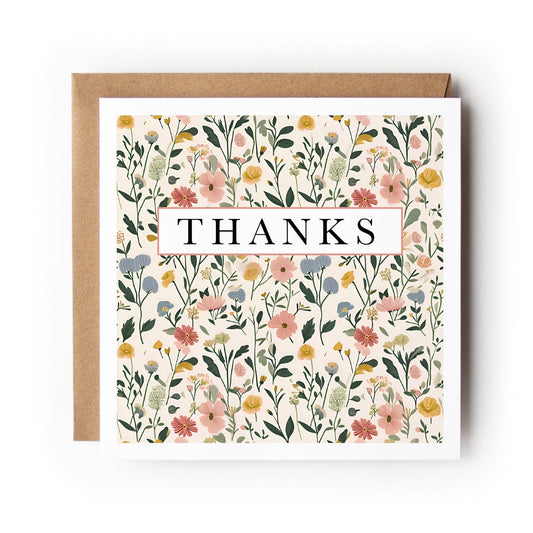 Floral Thank You Card, Thanks Card