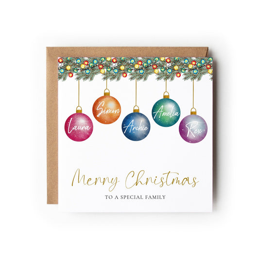 Special Family Bauble Christmas Card