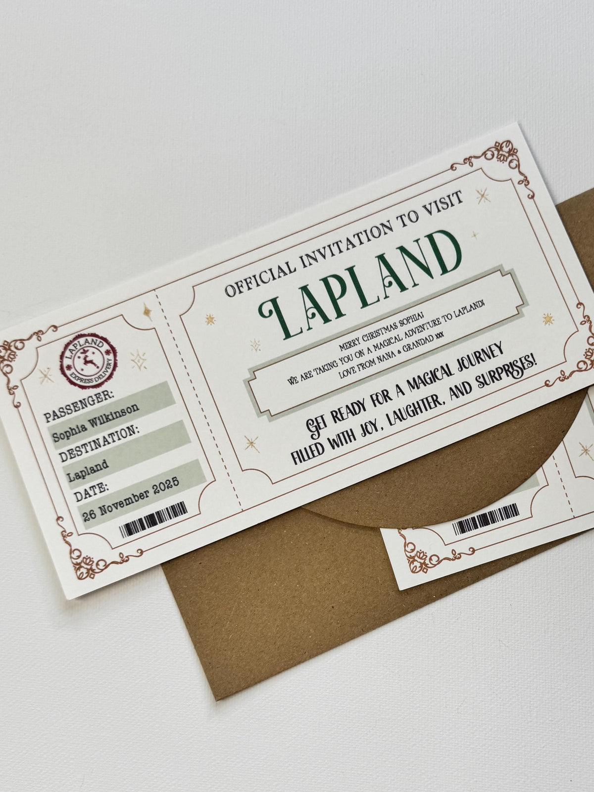 Lapland Boarding Pass, Personalised Lapland Ticket, Christmas Surprise, Holiday Reveal, Magical Adventure Gift for Kids