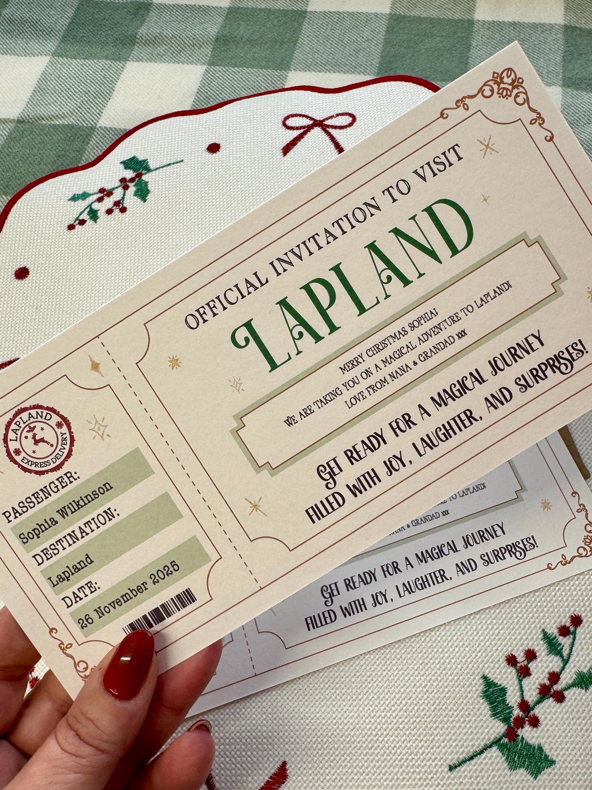 Lapland Boarding Pass, Personalised Lapland Ticket, Christmas Surprise, Holiday Reveal, Magical Adventure Gift for Kids