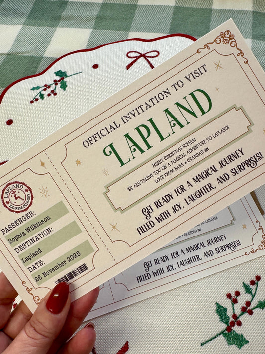 Lapland Boarding Pass, Personalised Lapland Ticket, Christmas Surprise, Holiday Reveal, Magical Adventure Gift for Kids