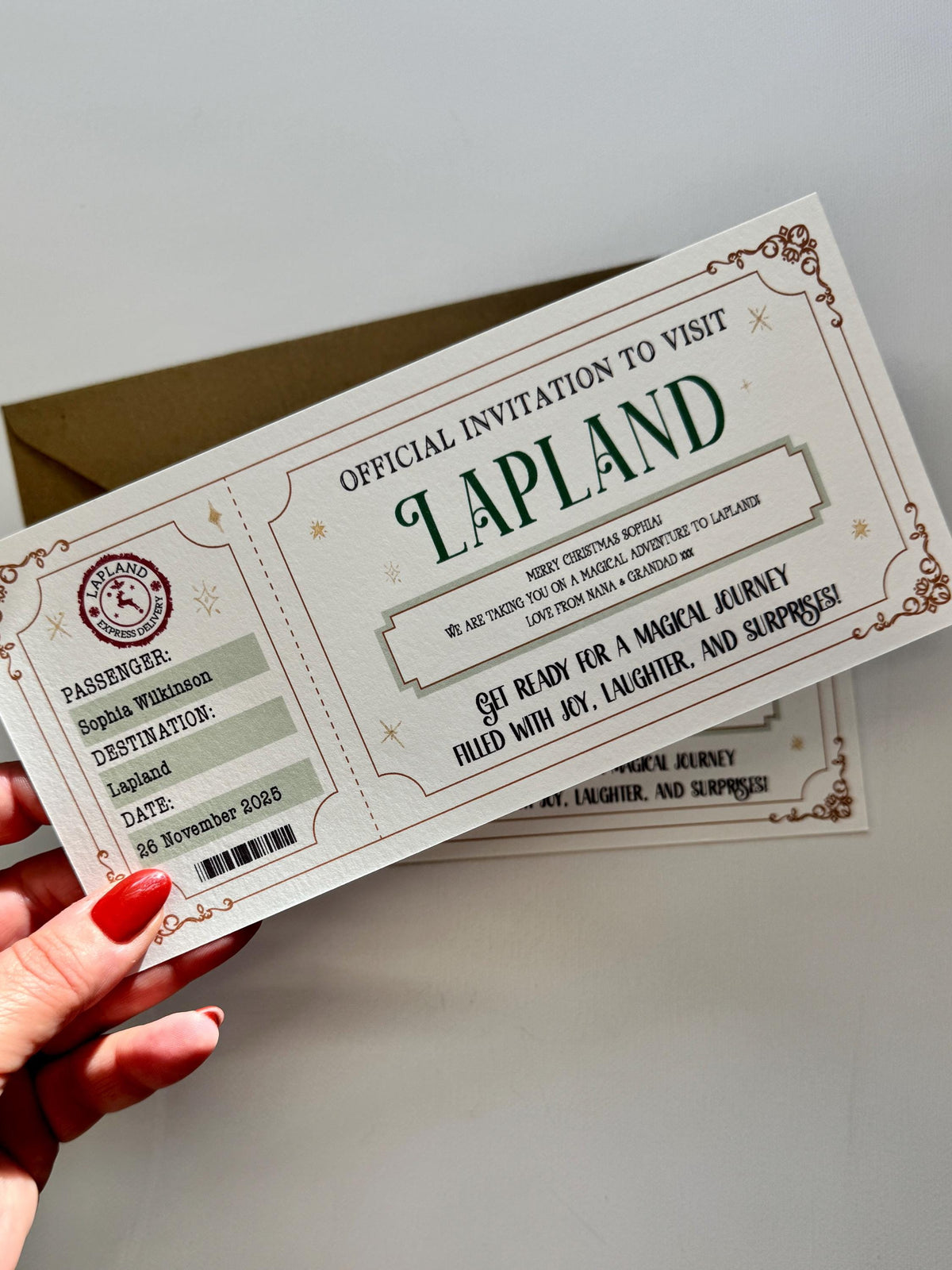 Lapland Boarding Pass, Personalised Lapland Ticket, Christmas Surprise, Holiday Reveal, Magical Adventure Gift for Kids