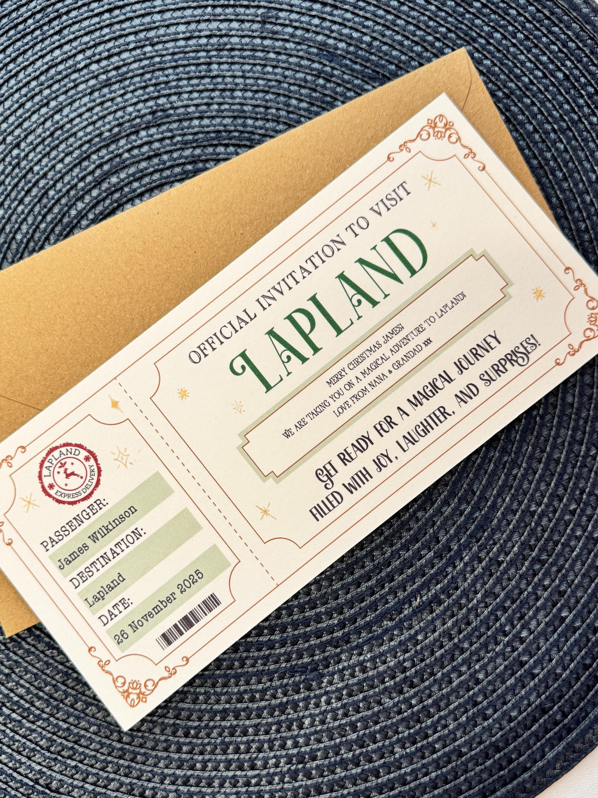 Lapland Boarding Pass, Personalised Lapland Ticket, Christmas Surprise, Holiday Reveal, Magical Adventure Gift for Kids