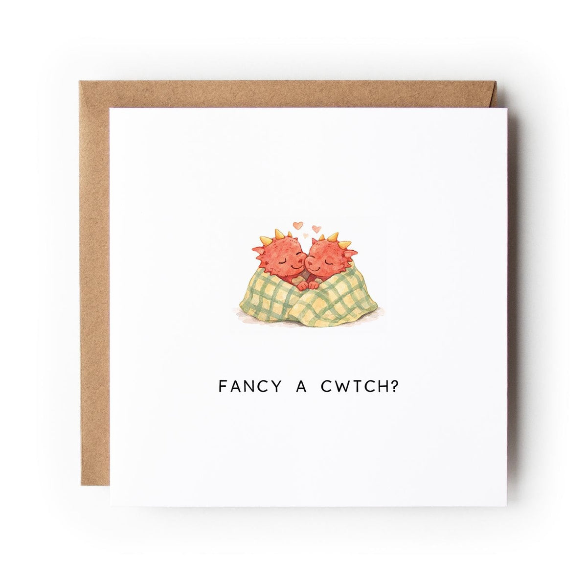 Welsh Dragon Valentine’s Card, Fancy a Cwtch?, Welsh Love Card