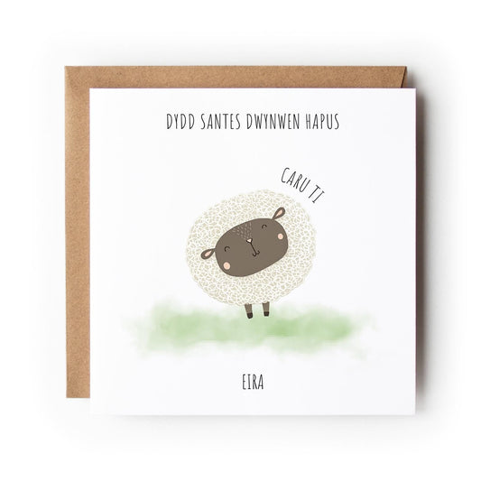 Welsh Valentine Card Dydd Santes Dwynwen Cute Sheep