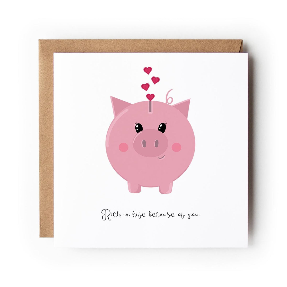 Valentine Card Piggy Bank Illustration Love Card