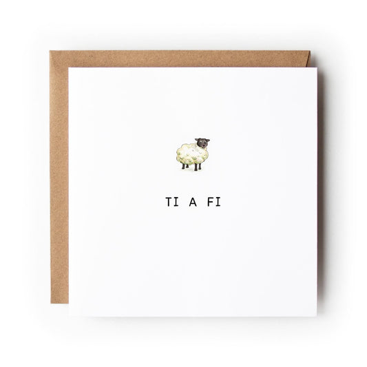 Welsh Sheep St Dwynwen’s Day Card, Ti a Fi Card, Welsh Valentine’s Day Card, Puffin Love Card