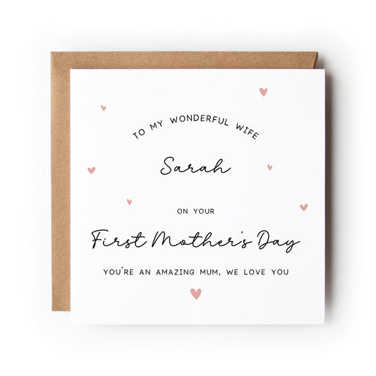 First Mother’s Day Card for my Wife, New Mum, Heart Design