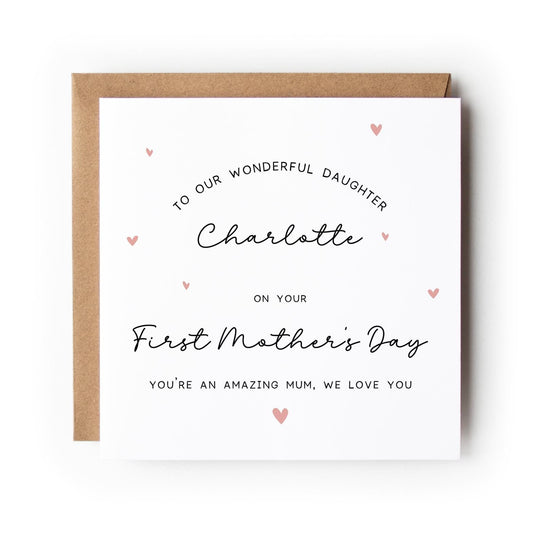 First Mother’s Day Card for my Daughter, New Mum, Heart Design