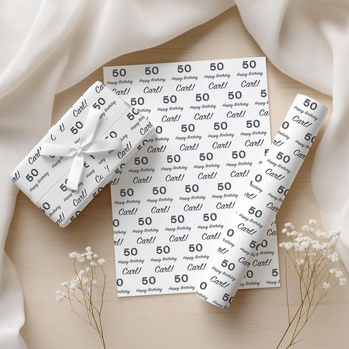 Personalised Birthday Wrapping Paper, Name & Age Gift Wrap, Wrapping Paper Roll or Sheets, Birthday Paper, Printed Wrap, Party Gift Wrap