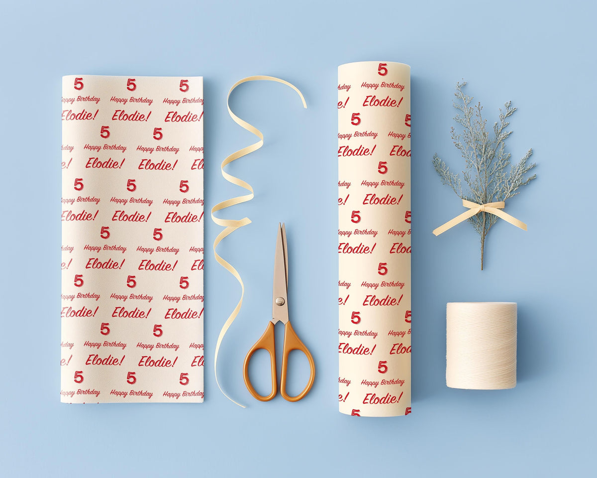 Personalised Birthday Wrapping Paper, Name & Age Gift Wrap, Wrapping Paper Roll or Sheets, Birthday Paper, Printed Wrap, Party Gift Wrap