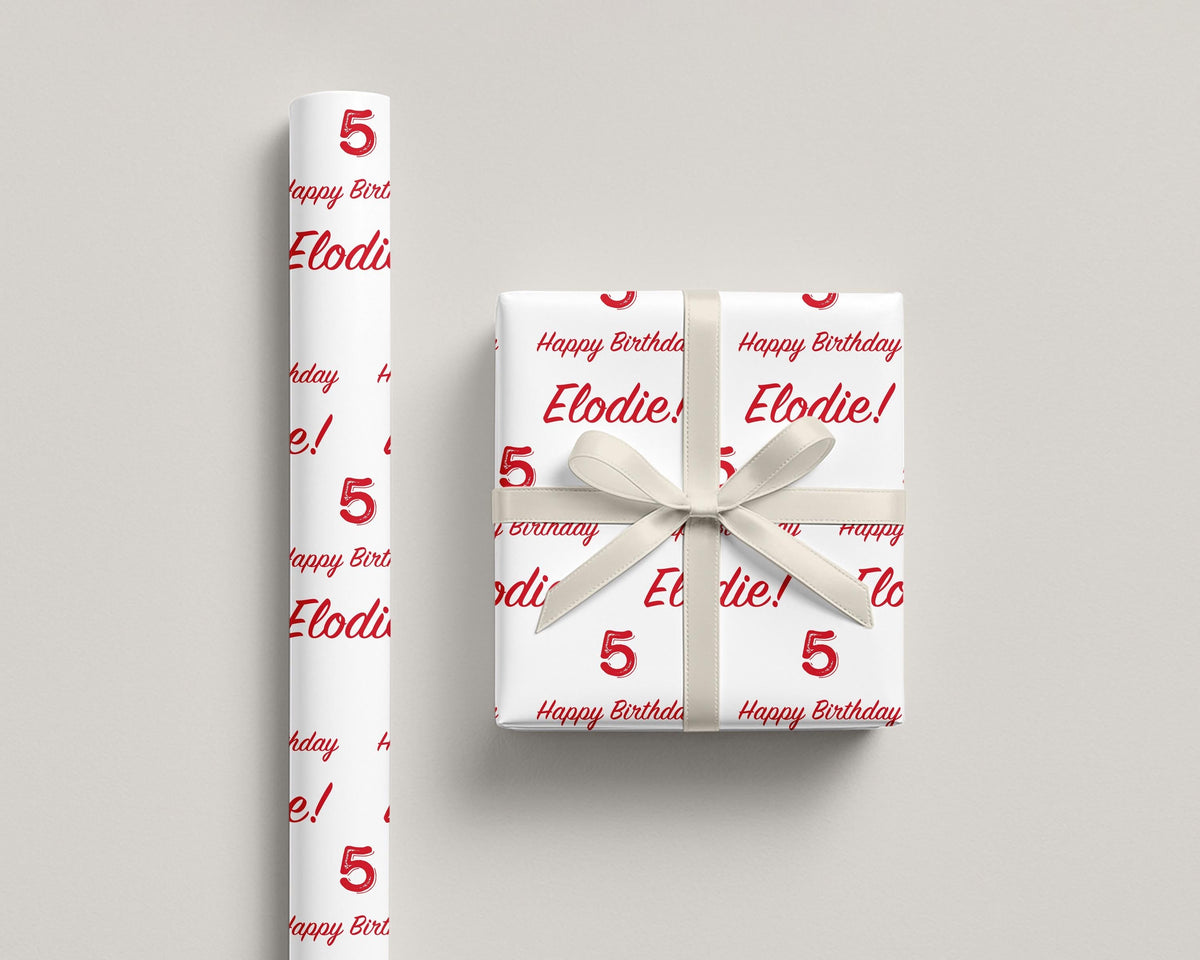 Personalised Birthday Wrapping Paper, Name & Age Gift Wrap, Wrapping Paper Roll or Sheets, Birthday Paper, Printed Wrap, Party Gift Wrap