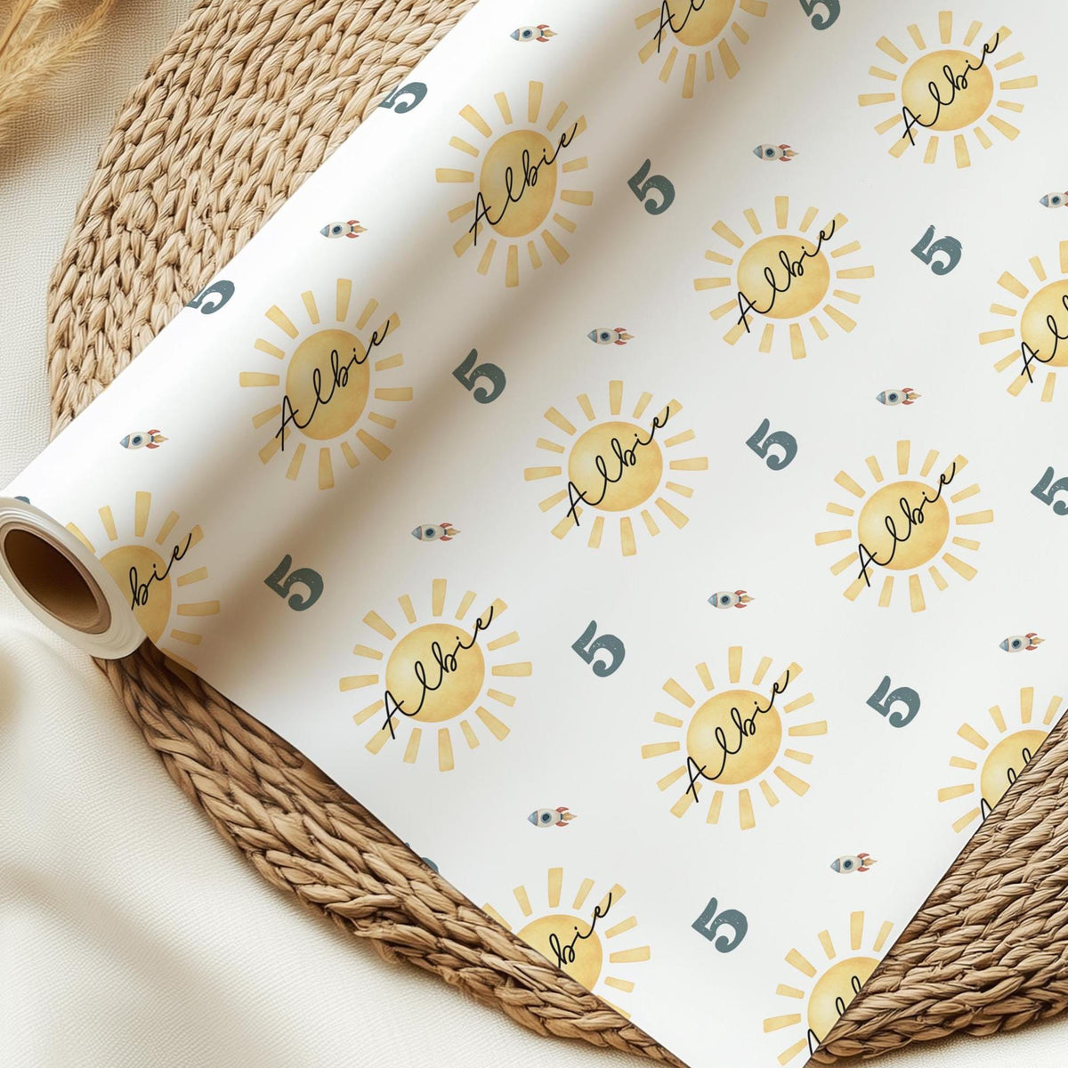 Personalised Birthday Wrapping Paper, Trip Around the Sun, Name & Age Gift Wrap, Wrapping Paper Roll or Sheets