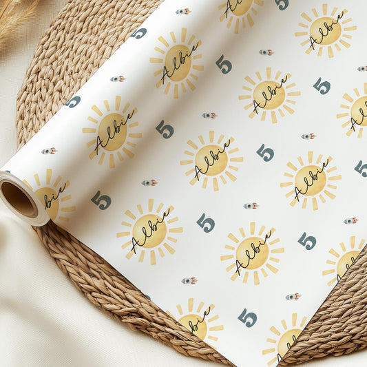 Personalised Birthday Wrapping Paper, Trip Around the Sun, Name & Age Gift Wrap, Wrapping Paper Roll or Sheets