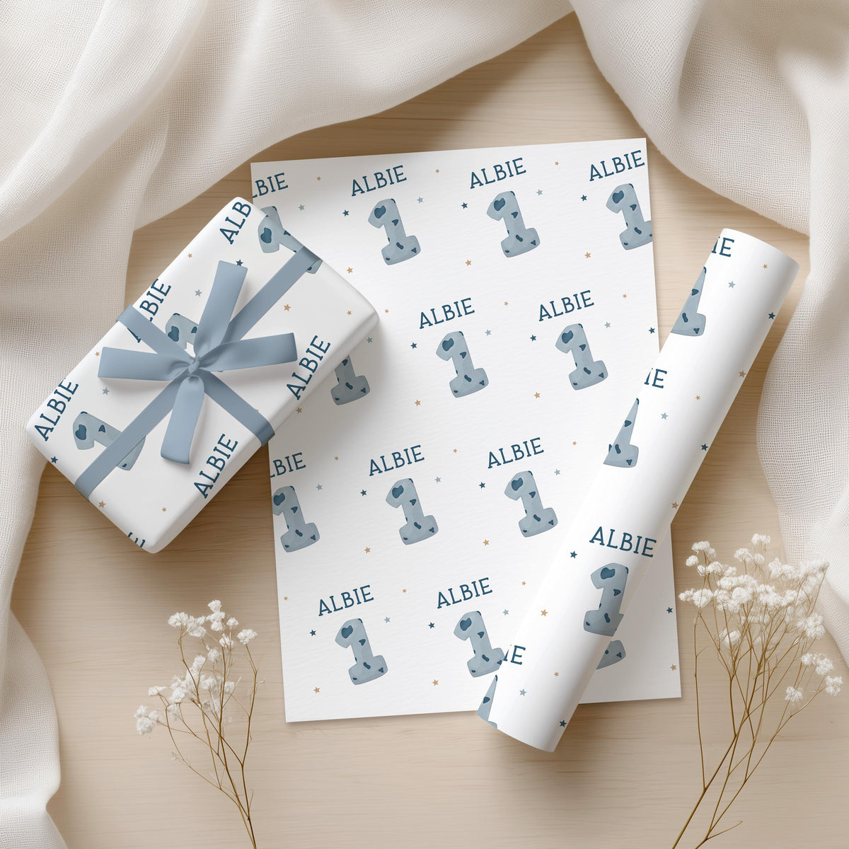 Birthday Wrapping Paper, Personalised Name and Age Gift Wrap, Kids Birthday Wrapping Paper, Any Age Gift Wrap