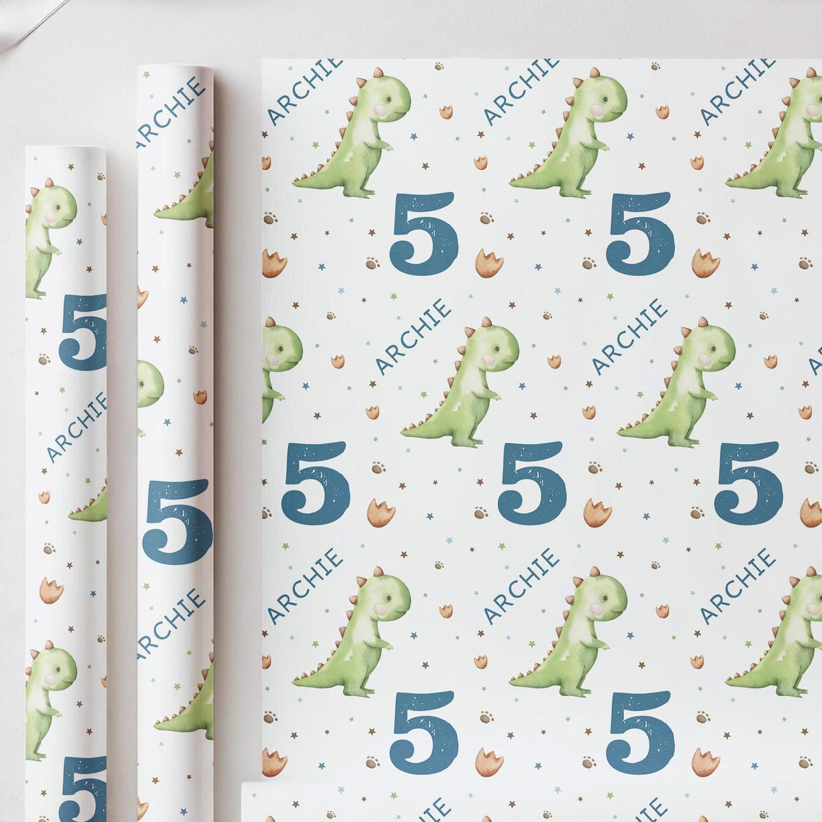Personalised Dinosaur Wrapping Paper, Birthday Gift Wrap, Dinosaur Birthday, Custom Name Gift Wrap, Childrens Birthday Paper, Dinosaur Theme