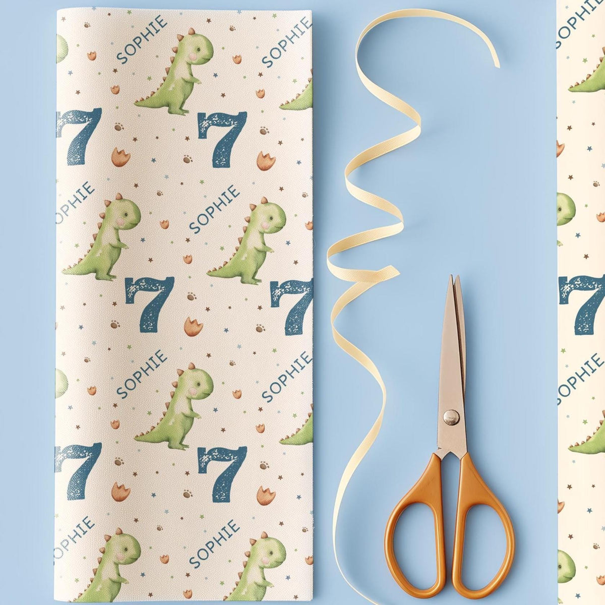 Personalised Dinosaur Wrapping Paper, Birthday Gift Wrap, Dinosaur Birthday, Custom Name Gift Wrap, Childrens Birthday Paper, Dinosaur Theme
