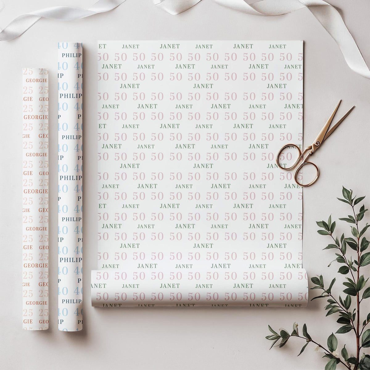 Personalised Birthday Wrapping Paper, Name and Age Gift Wrap, Milestone Birthday Gift Wrap, Personalised Gift Wrap Any Age