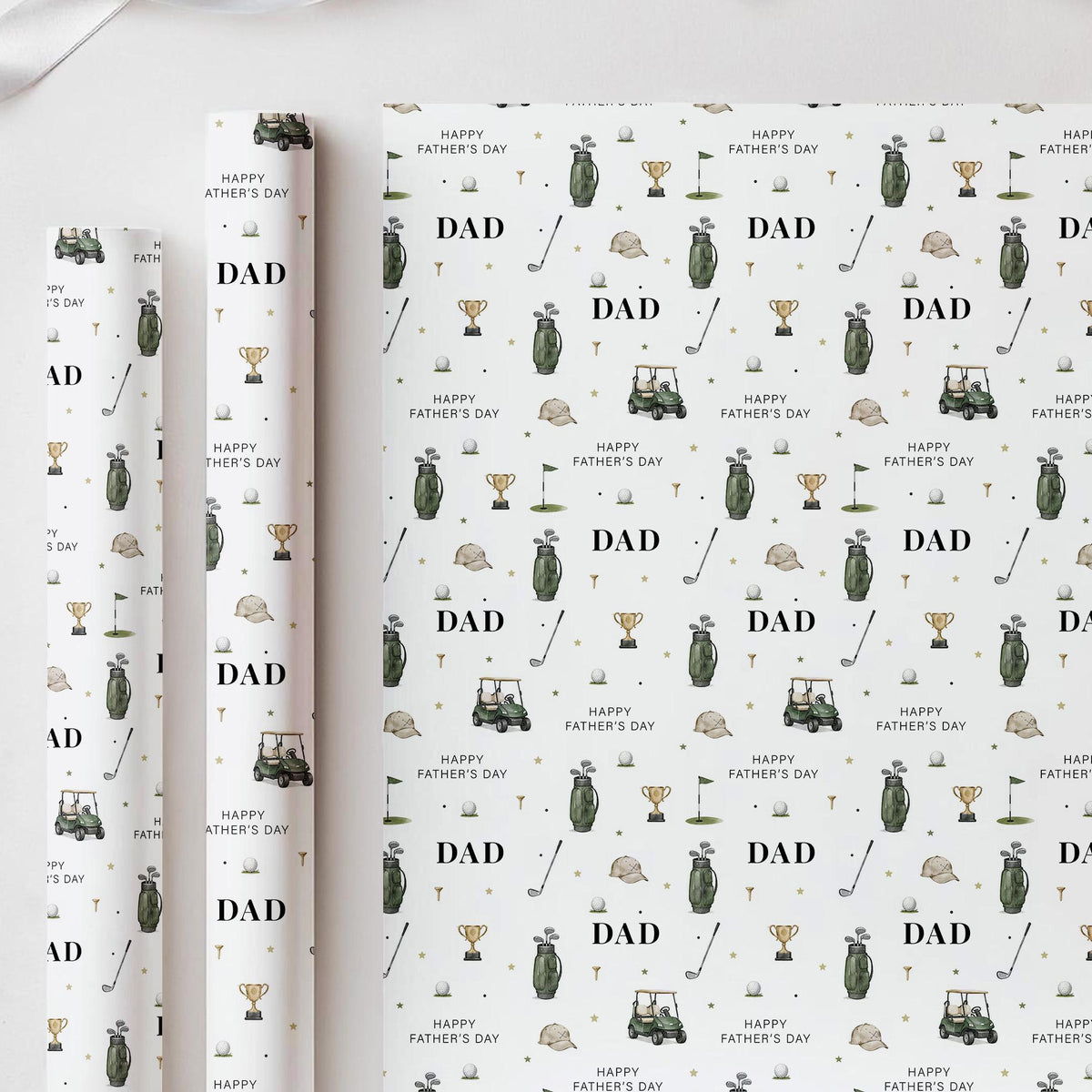 Golf Father’s Day Wrapping Paper, Dad Golf Gift Wrap, Golfing Gift Wrap for Dad, Personalised Father’s Day Wrapping Paper
