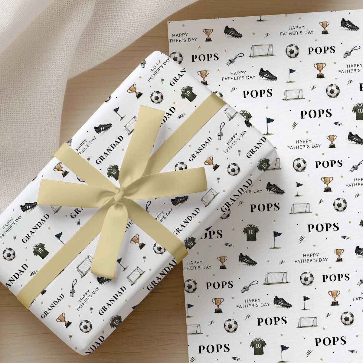Grandad Football Wrapping Paper, Father’s Day Football Gift Wrap, Football Wrapping Paper for Pops Grandpa, Sports Gift Wrap