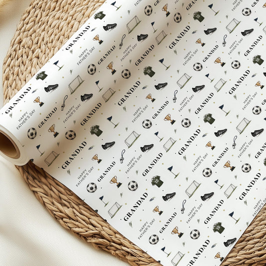 Grandad Football Wrapping Paper, Father’s Day Football Gift Wrap, Football Wrapping Paper for Pops Grandpa, Sports Gift Wrap