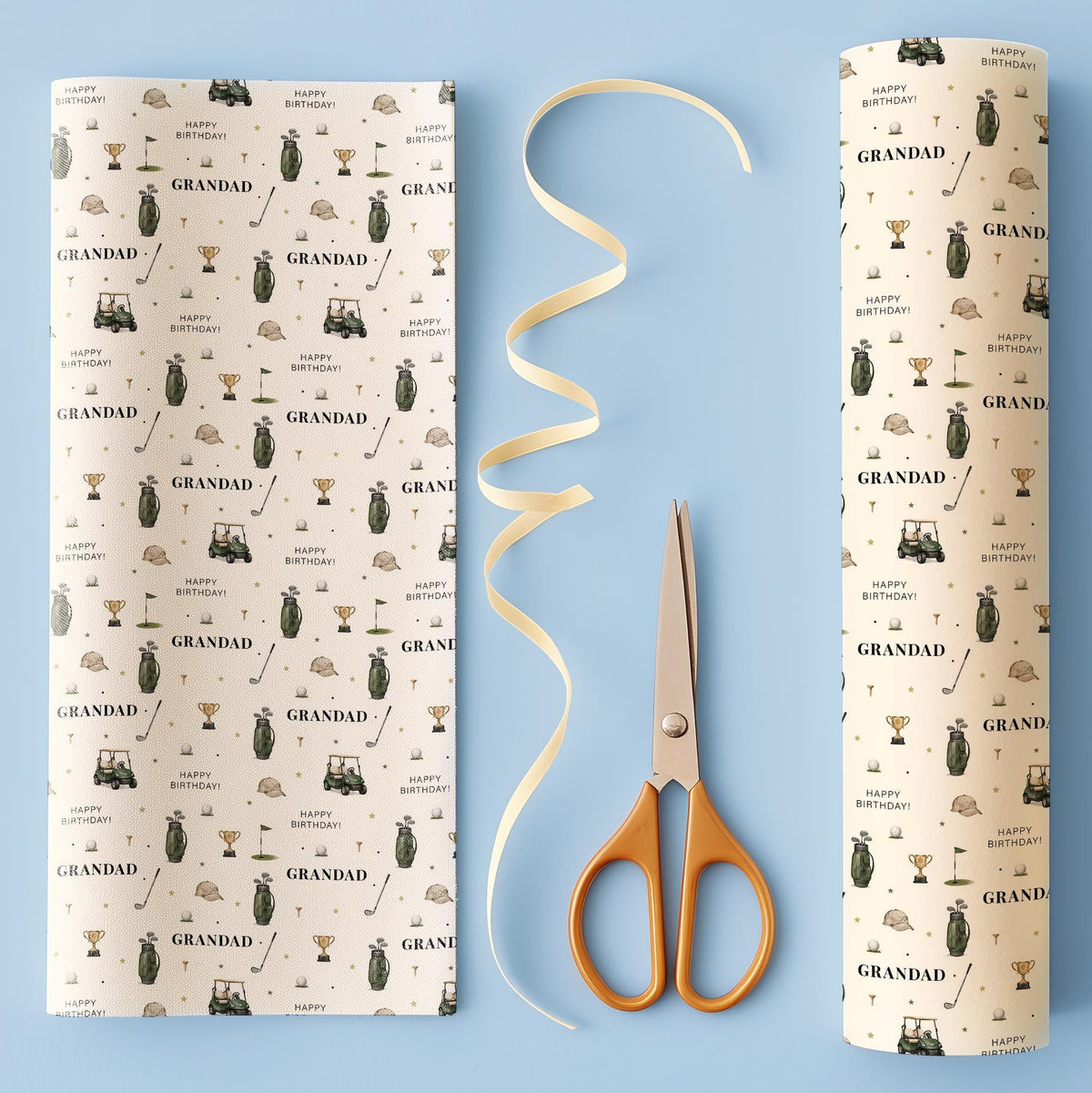 Grandad Golf Birthday Wrapping Paper, Golf Gift Wrap for Grandad, Golfing Birthday Paper for Pops Grandpa
