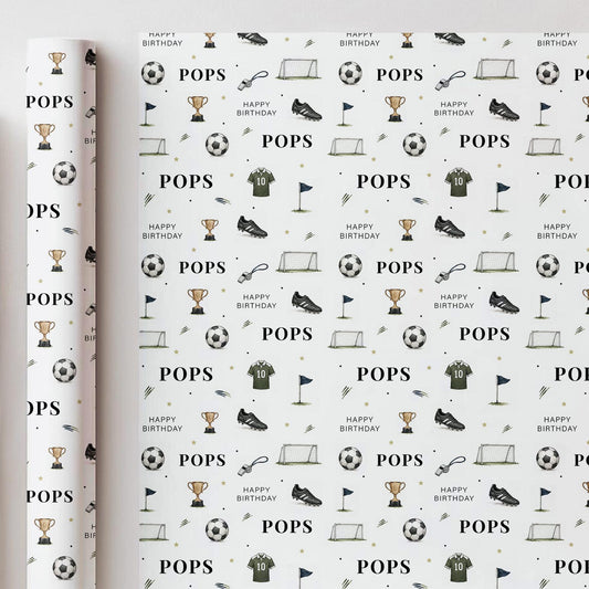 Football Birthday Wrapping Paper for Pops, Pops Football Gift Wrap, Football Birthday Paper, Sports Themed Gift Wrap