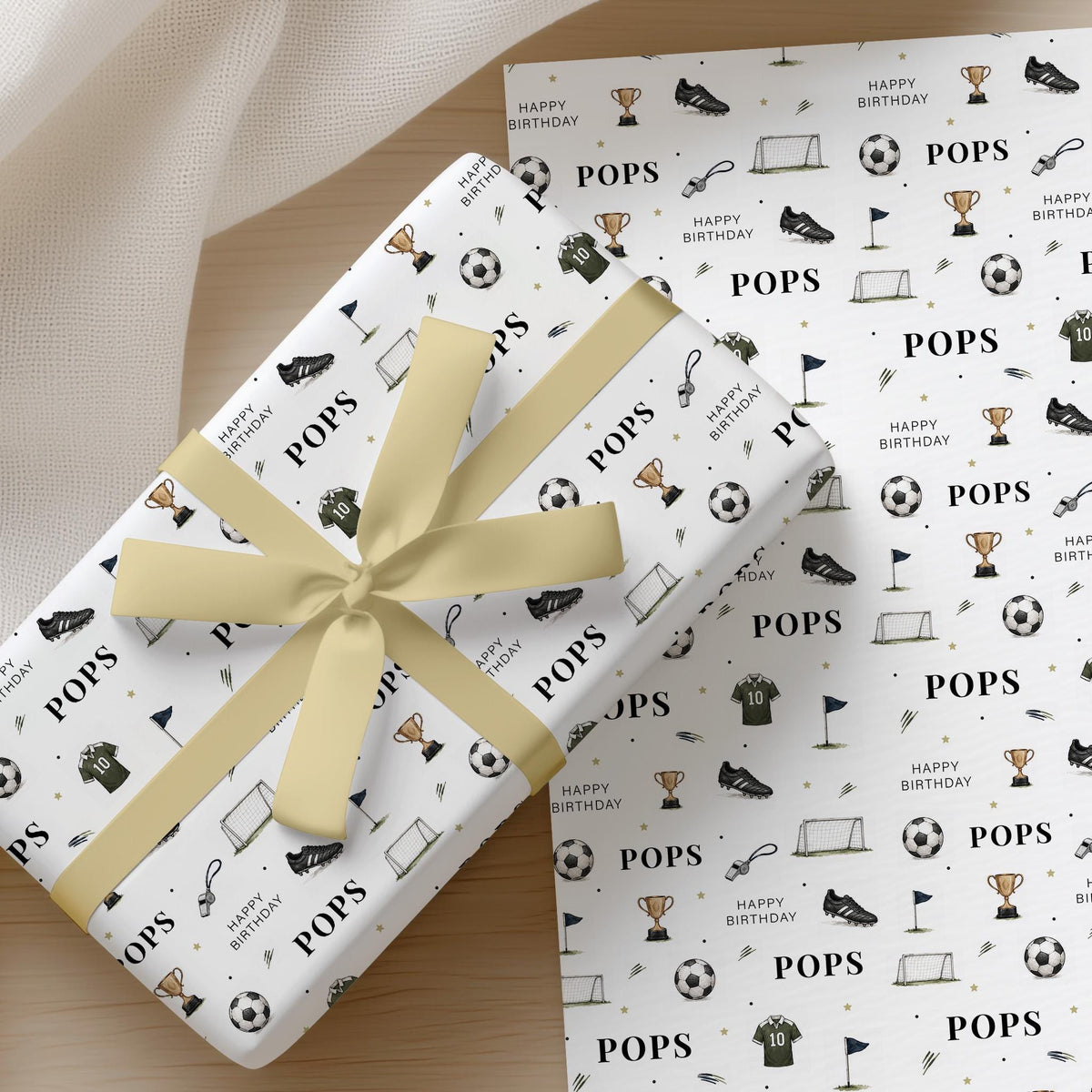 Football Birthday Wrapping Paper for Pops, Pops Football Gift Wrap, Football Birthday Paper, Sports Themed Gift Wrap