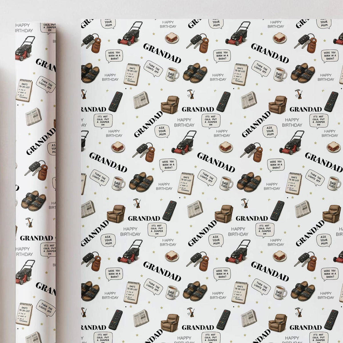 Funny Grandad Birthday Wrapping Paper, Novelty Grandad Gift Wrap, Funny Birthday Wrapping Paper for Grandad