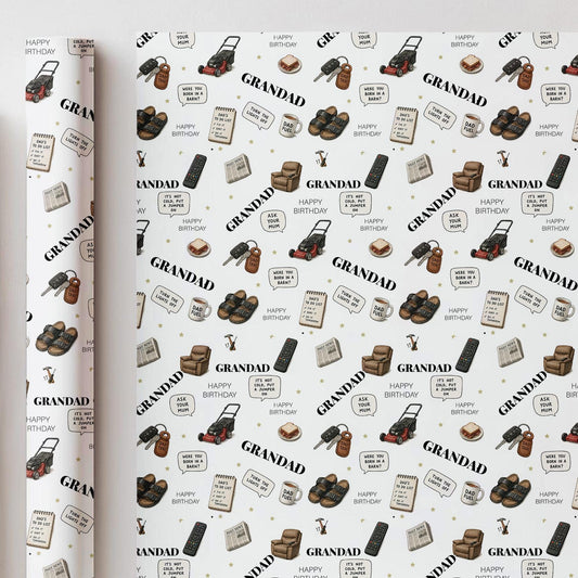 Funny Grandad Birthday Wrapping Paper, Novelty Grandad Gift Wrap, Funny Birthday Wrapping Paper for Grandad