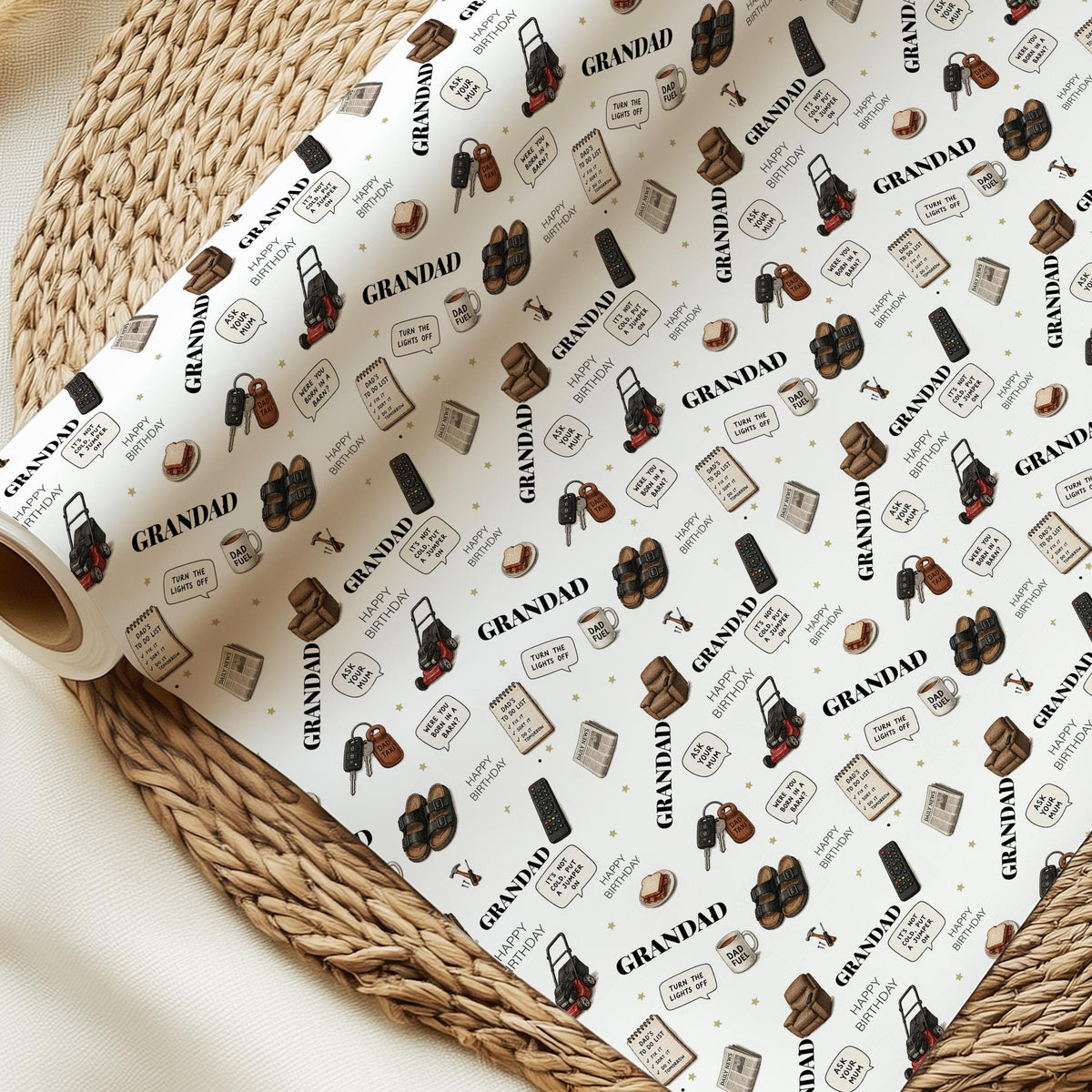 Funny Grandad Birthday Wrapping Paper, Novelty Grandad Gift Wrap, Funny Birthday Wrapping Paper for Grandad