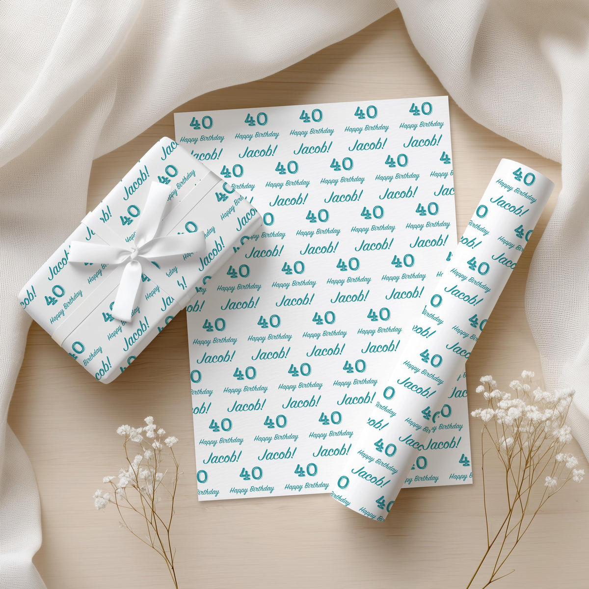 Personalised Birthday Wrapping Paper, Name & Age Gift Wrap, Wrapping Paper Roll or Sheets, Birthday Paper, Printed Wrap, Party Gift Wrap