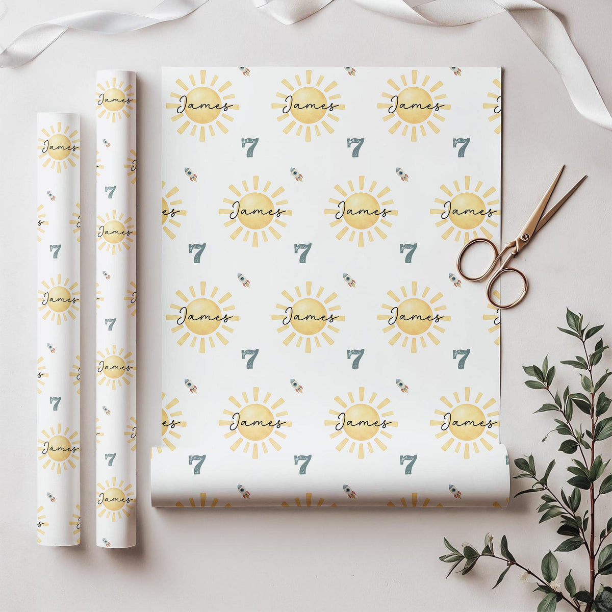 Personalised Birthday Wrapping Paper, Trip Around the Sun, Name & Age Gift Wrap, Wrapping Paper Roll or Sheets