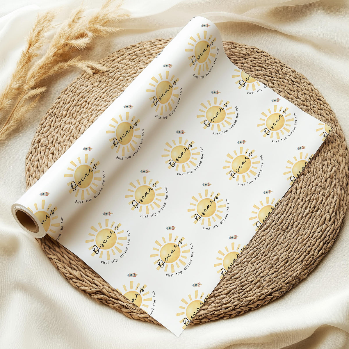 First Trip Around The Sun Wrapping Paper, Personalised 1st Birthday, First Birthday Wrapping Paper, Neutral Baby Wrap