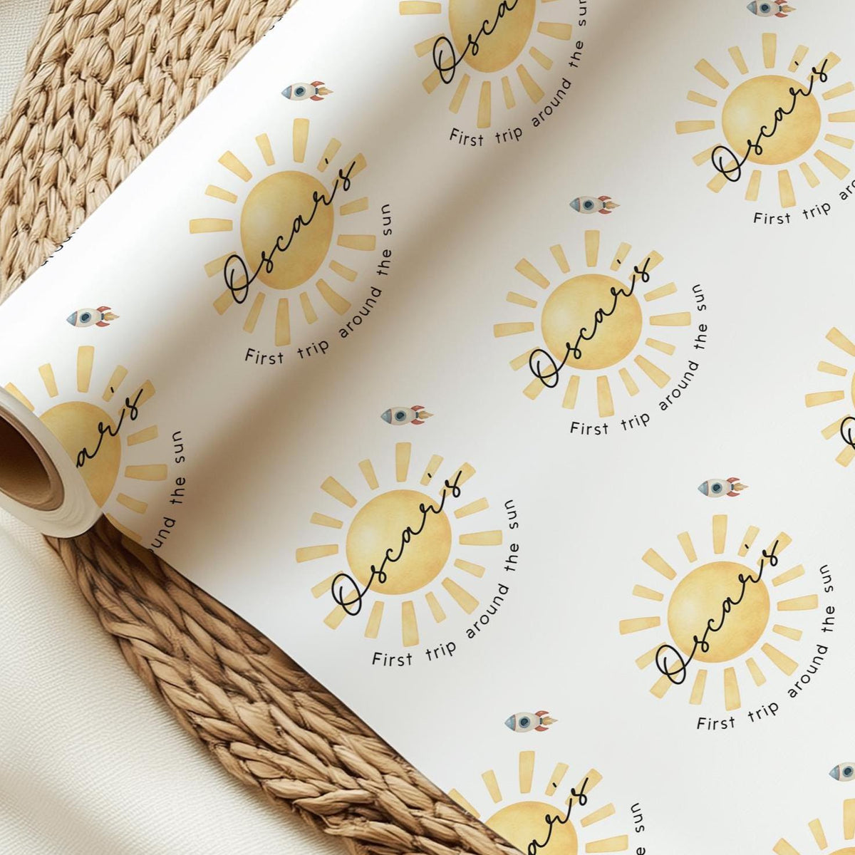 First Trip Around The Sun Wrapping Paper, Personalised 1st Birthday, First Birthday Wrapping Paper, Neutral Baby Wrap