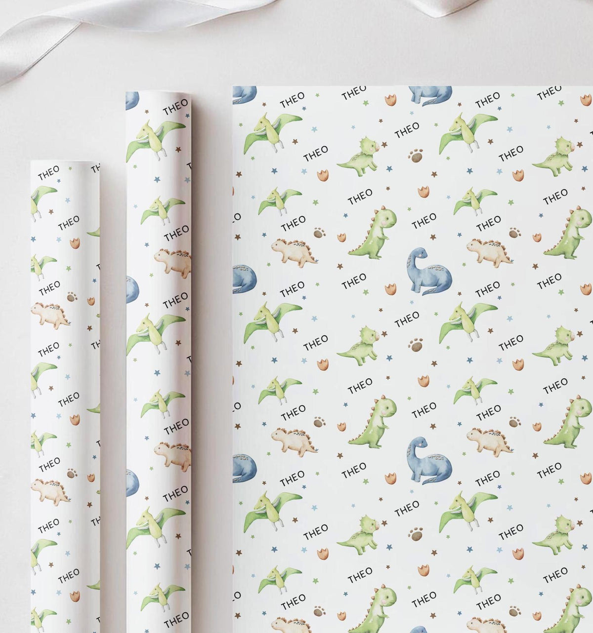Personalised Dinosaur Wrapping Paper, Birthday Gift Wrap, Dinosaur Birthday, Custom Name Gift Wrap, Childrens Birthday Paper, Dinosaur Theme