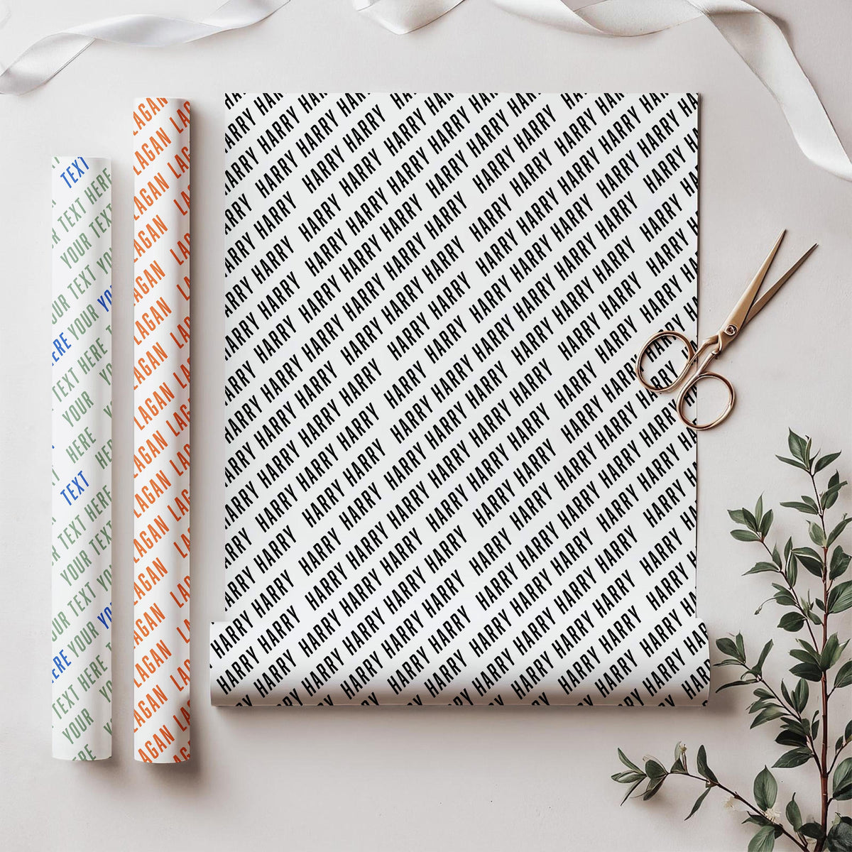 Personalised Name Wrapping Paper, Custom Text Gift Wrap, Any Name Any Age, Birthday Wrapping Paper, Custom Message Gift Wrap