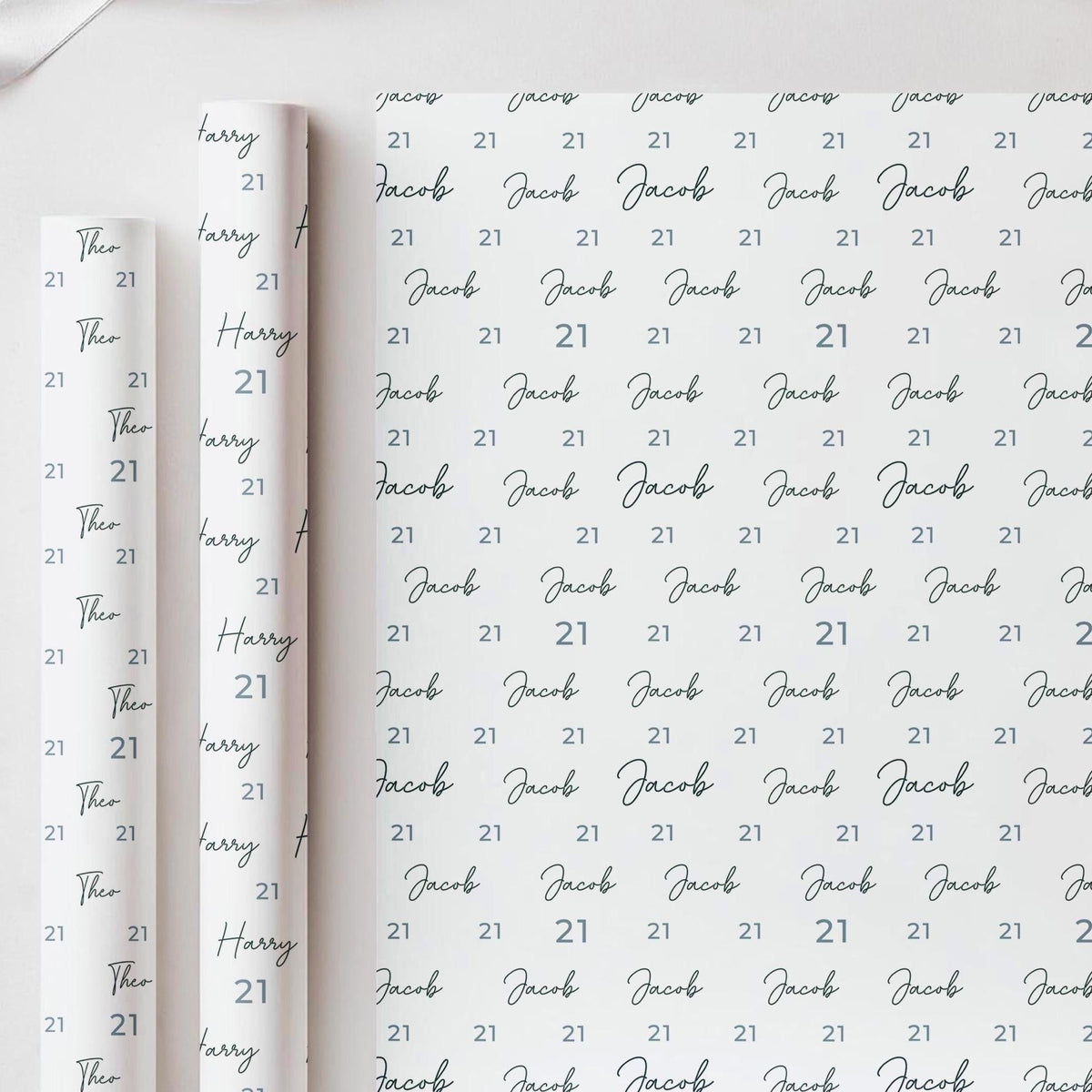 Personalised 21st Birthday Wrapping Paper, Custom 21st Birthday Paper, Boys 21st Gift Wrap, Personalised 21st Birthday Gift Wrap