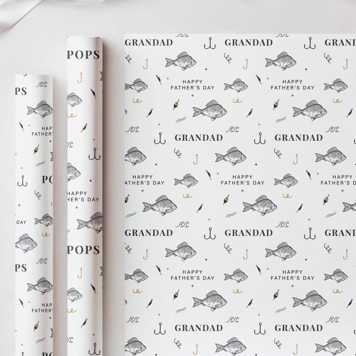 Grandad Fishing Wrapping Paper, Father’s Day Gift Wrap for Grandad, Personalised Grandad Gift Wrap, Fishing Paper for Pops Grandpa
