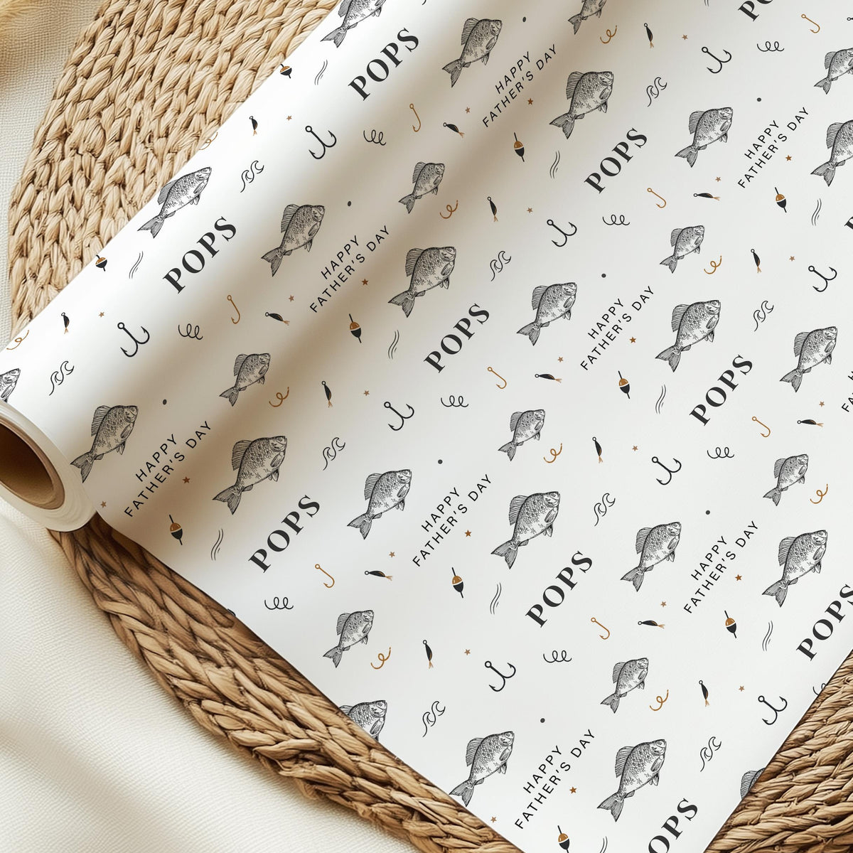 Grandad Fishing Wrapping Paper, Father’s Day Gift Wrap for Grandad, Personalised Grandad Gift Wrap, Fishing Paper for Pops Grandpa