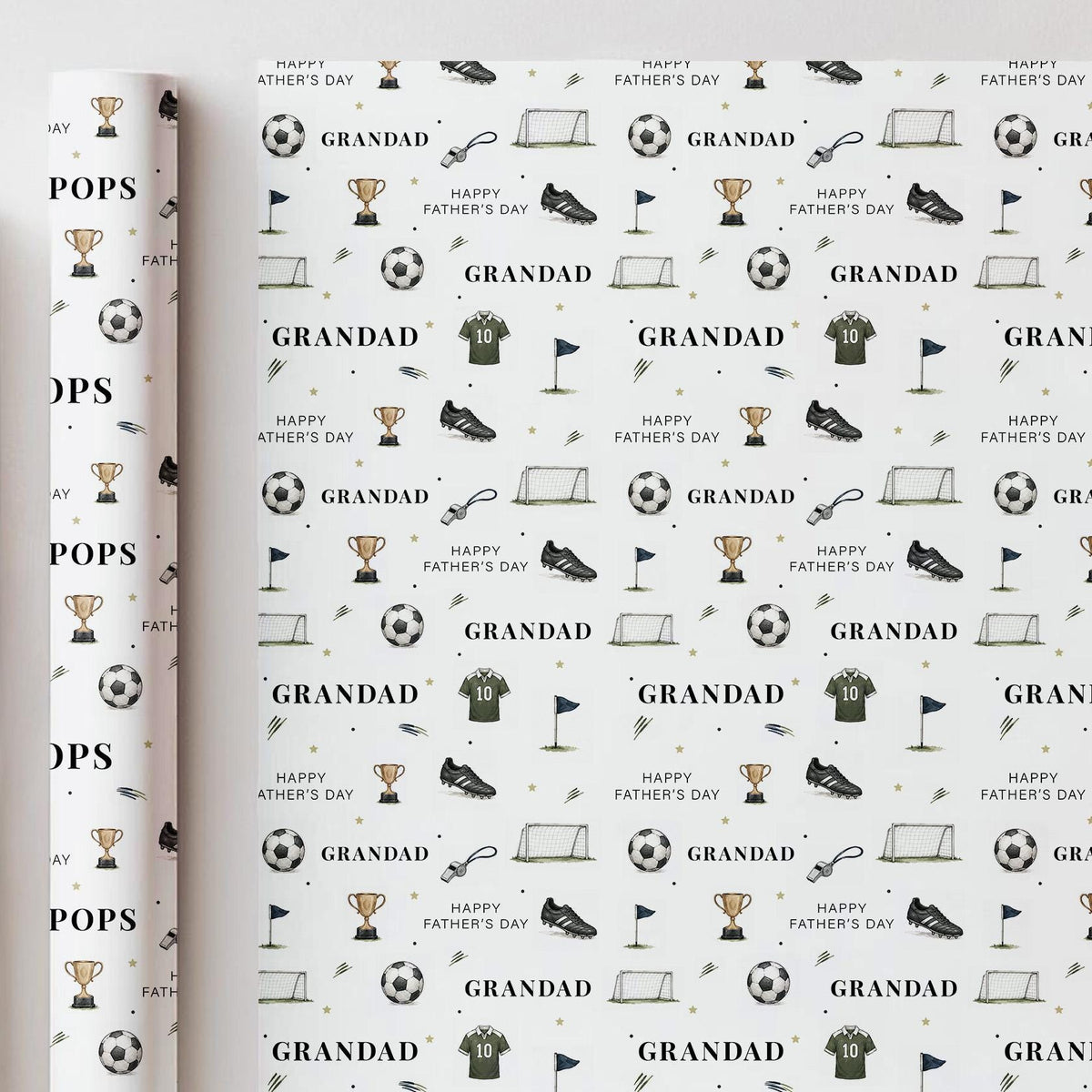 Grandad Football Wrapping Paper, Father’s Day Football Gift Wrap, Football Wrapping Paper for Pops Grandpa, Sports Gift Wrap