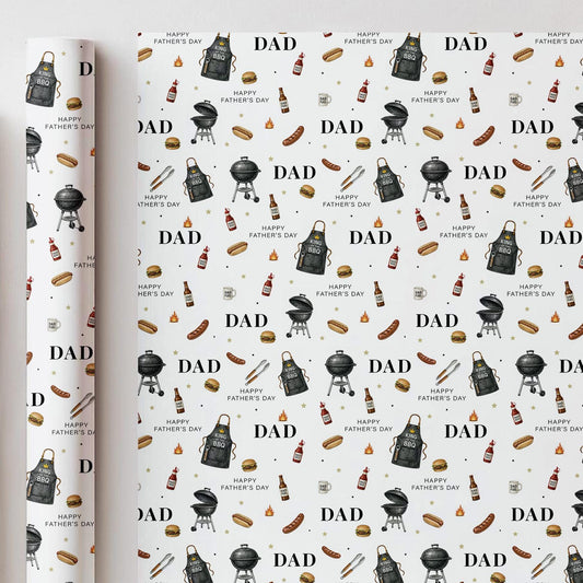 BBQ Father’s Day Wrapping Paper, Dad BBQ Gift Wrap, Barbecue Wrapping Paper for Dad, Grill Themed Father’s Day Gift Wrap