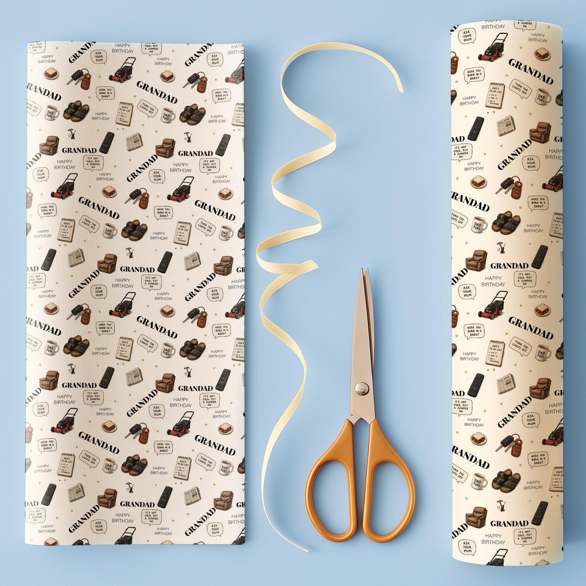 Funny Grandad Birthday Wrapping Paper, Novelty Grandad Gift Wrap, Funny Birthday Wrapping Paper for Grandad